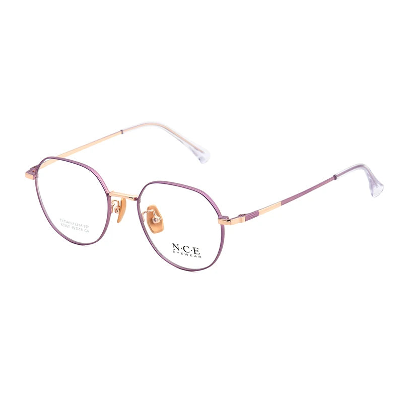 Zirosat Unisex Full Rim Flat Top Oval Titanium Eyeglasses 88307