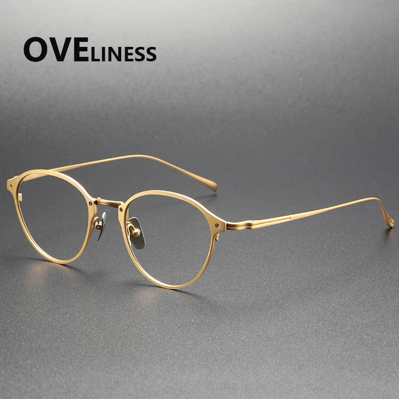 Oveliness Men's Full Rim Round Titanium Eyeglasses 642040