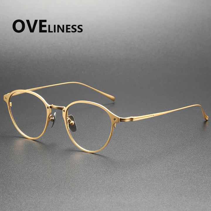 Oveliness Men's Full Rim Round Titanium Eyeglasses 642040