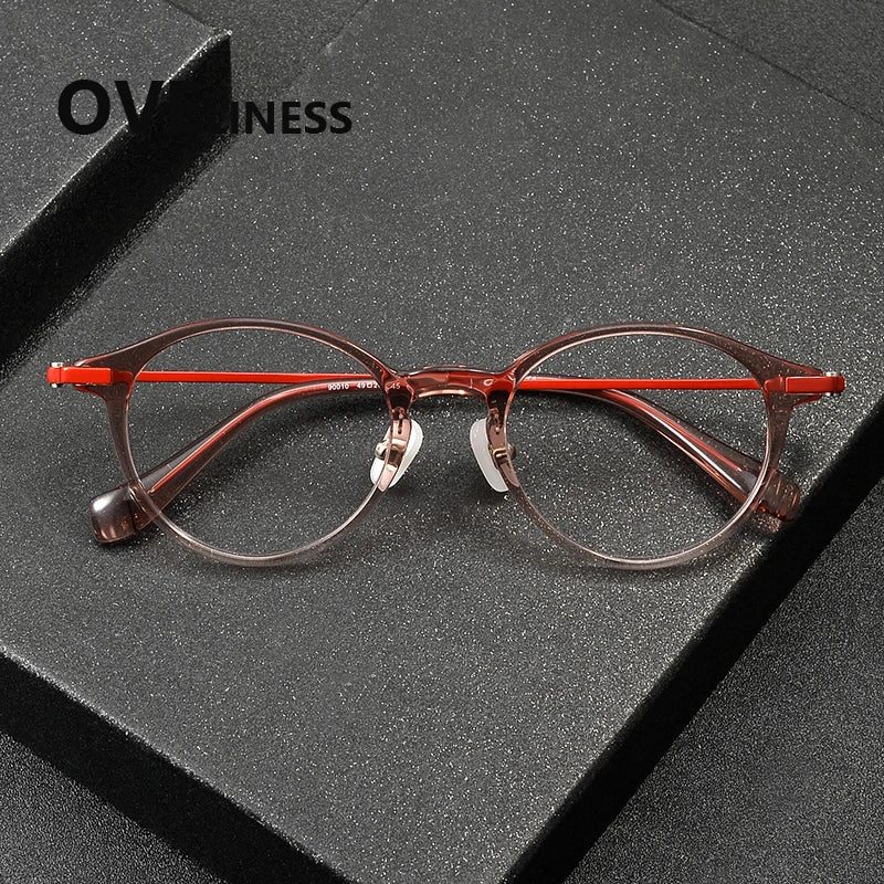 Oveliness Unisex Full Rim Round Oval Acetate Titanium Eyeglasses 90010
