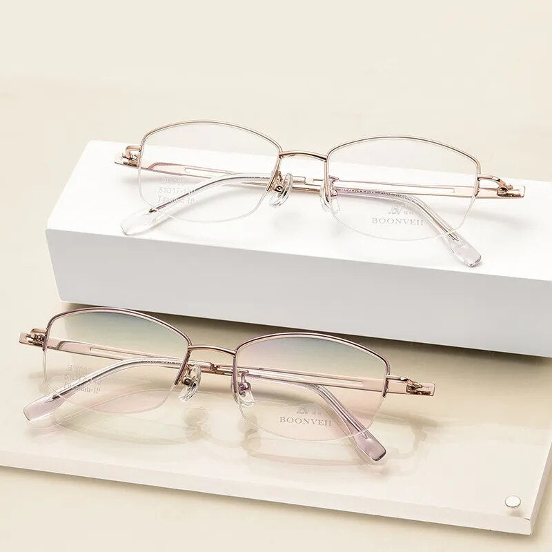 Bclear Women's Semi Rim Square Titanium Eyeglasses 6006b Semi Rim Bclear   