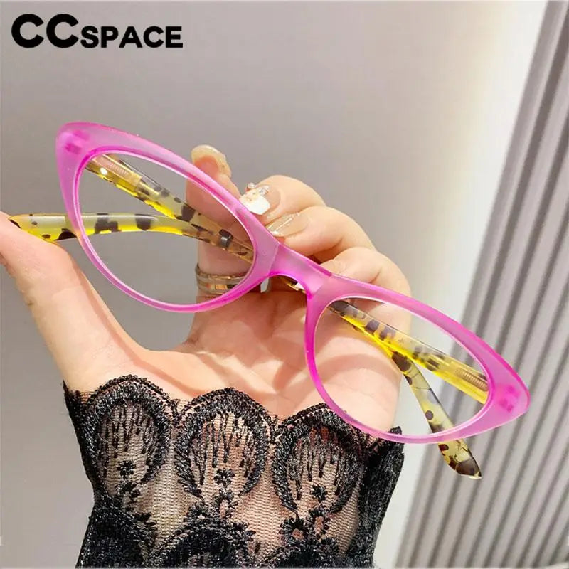 CCspace Unisex Full Rim Oval Cat Eye Polycarbonate Reading Glasses 57585 Reading Glasses CCSpace   