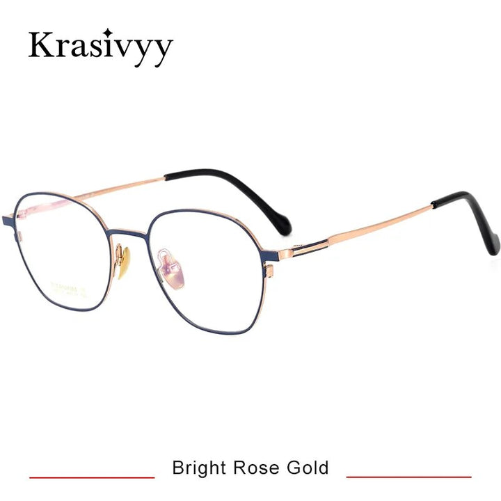 Krasivyy Women's Full Rim Polygon Titanium Eyeglasses Hm5004 Full Rim Krasivyy Bright Rose Gold CN 