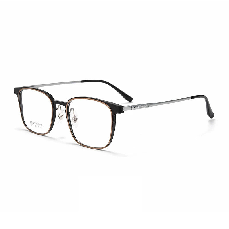 KatKani Men's Full Rim Square Titanium Alloy Eyeglasses 28557 Full Rim KatKani Eyeglasses Black Gold  