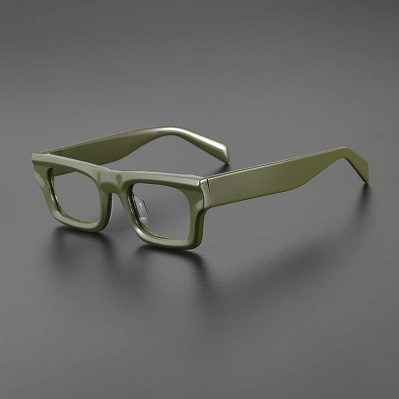Black Mask Unisex Full Rim Rectangle Acetate Eyeglasses 8018 Full Rim Black Mask Green  