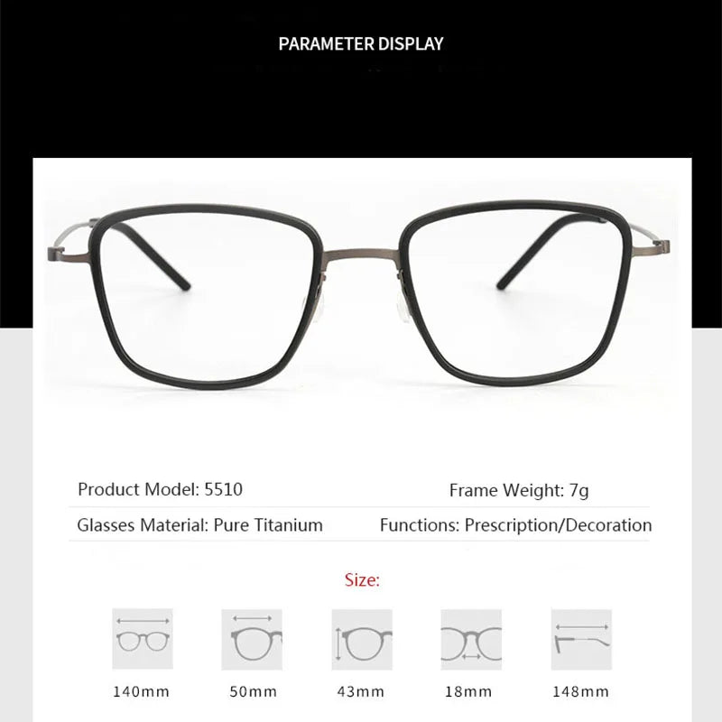 Hdcrafter Unisex Full Rim Polygon Square Tr 90 Titanium Eyeglasses 425510 Full Rim Hdcrafter Eyeglasses