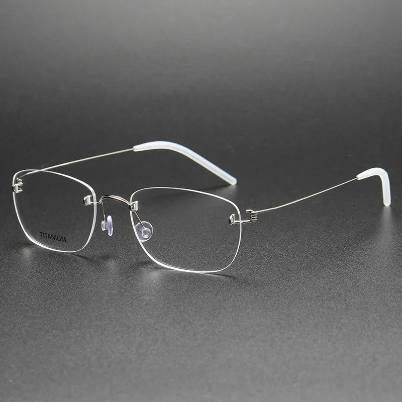 Aror Women's Rimless Square Screwless Titanium Eyeglasses 4297 Rimless Aror Silver