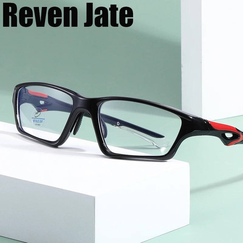 Reven Jate Men's Full Rim Rectangle Plastic Eyeglasses 81278 Full Rim Reven Jate   