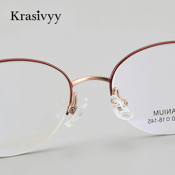 Krasivyy Women's Semi Rim Oval Round Titanium Eyeglasses 443011 Semi Rim Krasivyy   