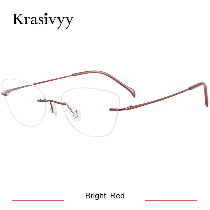 Krasivyy Women's Rimless Oval Cat Eye Titanium Eyeglasses 316086