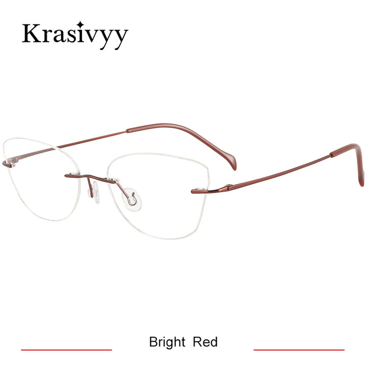Krasivyy Women's Rimless Oval Cat Eye Titanium Eyeglasses 316086