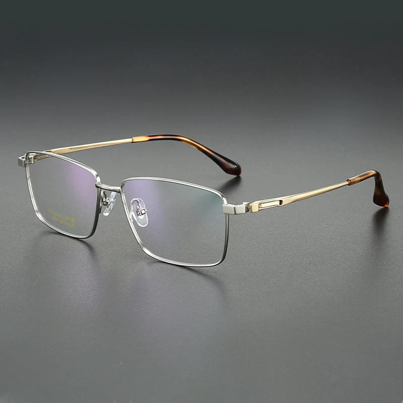 Muzz Men's Full Rim Big Polygon Square Titanium Eyeglasses 82916
