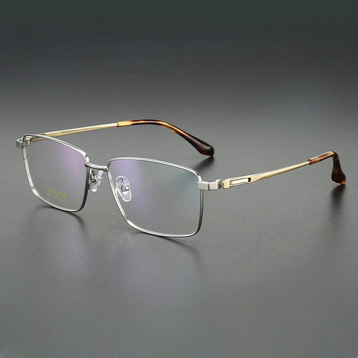 Muzz Men's Full Rim Big Polygon Square Titanium Eyeglasses 82916