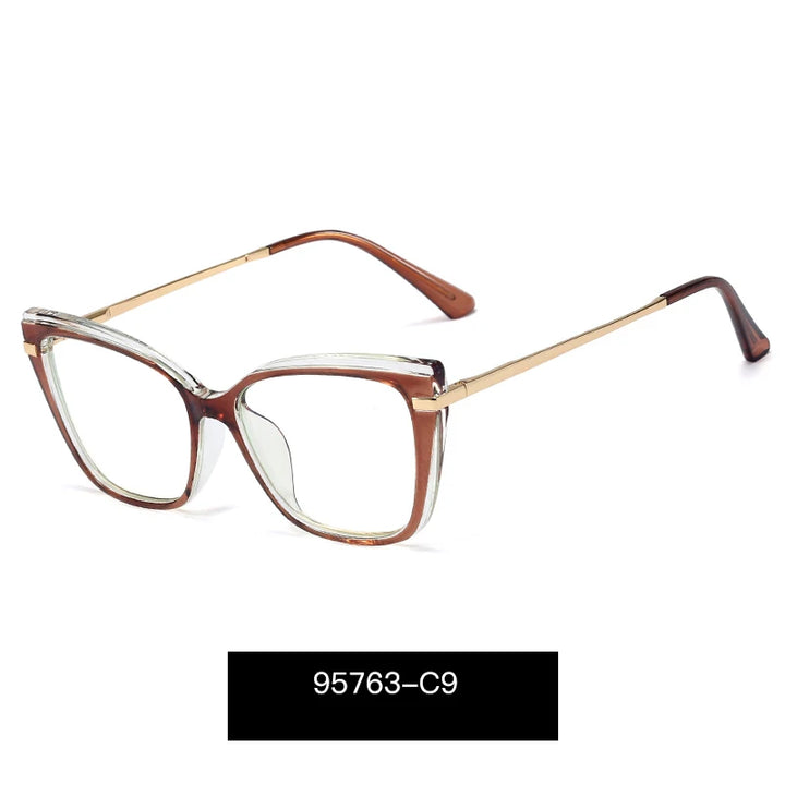 Handoer Women's Full Rim Square Cat Eye Tr 90 Alloy Eyeglasses 95763