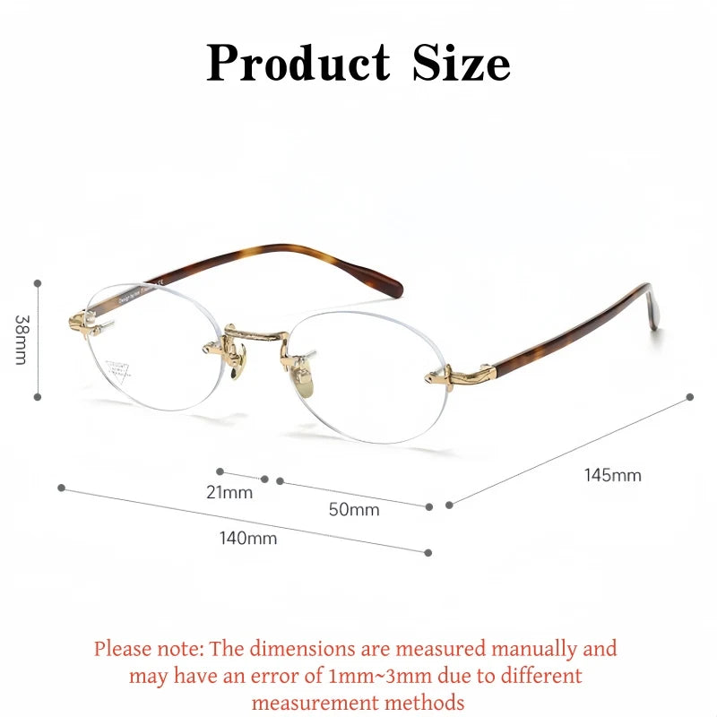 Yimaruili Unisex Rimless Oval Titanium &amp; Acetate Eyeglasses V5008T — view 2 | Yimaruili at FuzWeb