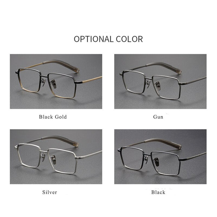 Hdcrafter Men's Full Rim Square Titanium Eyeglasses Hd07519 Full Rim Hdcrafter Eyeglasses   