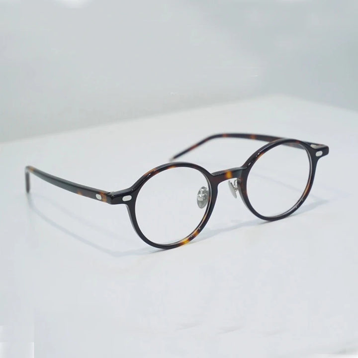 Black Mask Unisex Full Rim Round Acetate Eyeglasses 61705