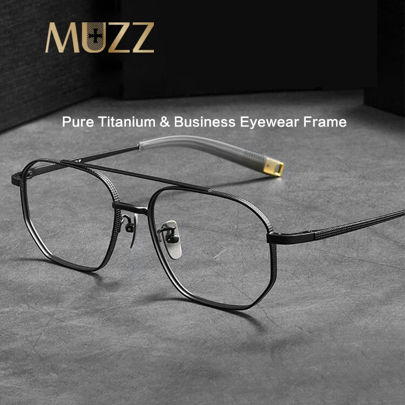 Muzz Unisex Full Rim Square Double Bridge Titanium Eyeglasses 75181
