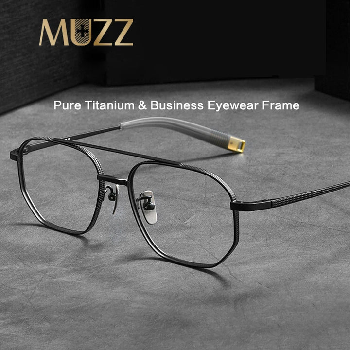 Muzz Unisex Full Rim Square Double Bridge Titanium Eyeglasses 75181