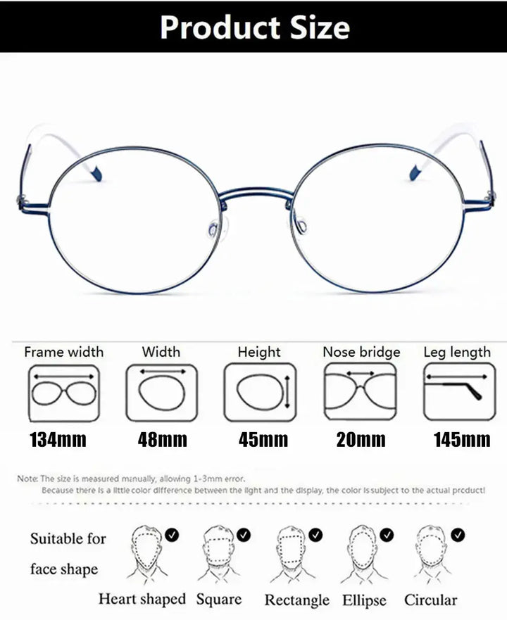 Bobbie 471258 Womens 134mm Full Rim Round Titanium Frames — view 2 | Bobbie at FuzWeb