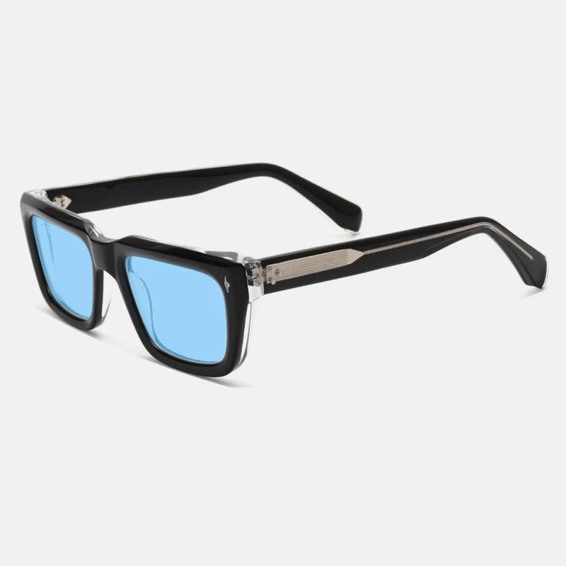 Gatenac Unisex Full Rim Square Polarized Acetate Sunglasses Mo13 Sunglasses Gatenac Black T Blue  