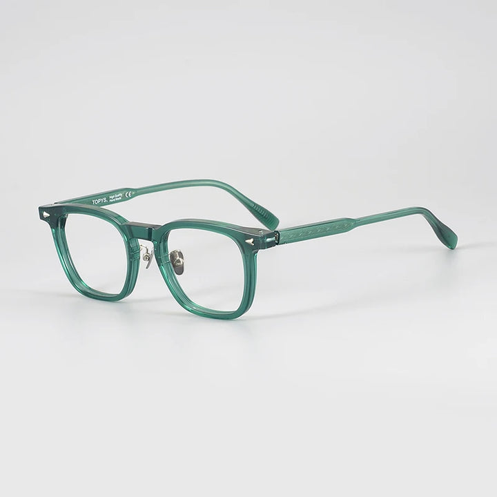 Black Mask Unisex Full Rim Square Acetate Eyeglasses Nn052 Full Rim Black Mask Green  