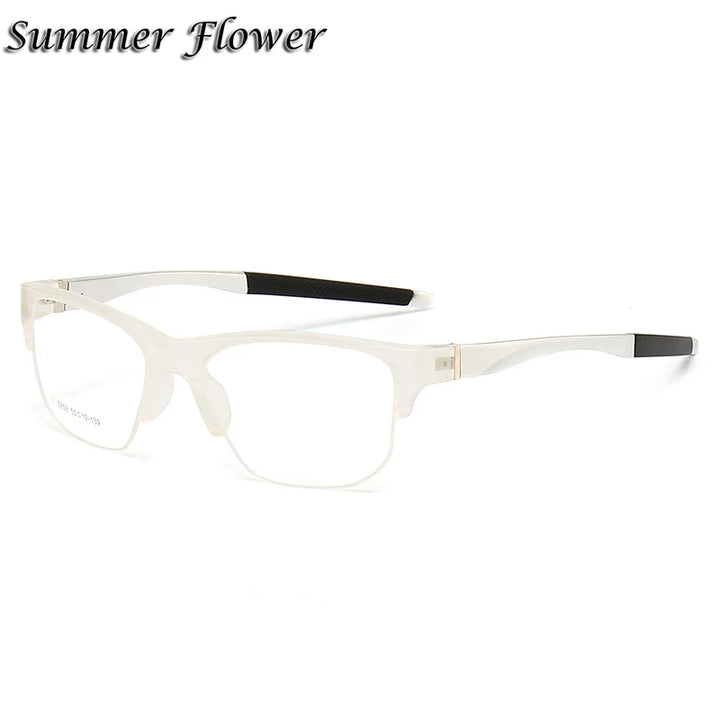 Summer Flower Men's Semi Rim Square Tr 90 Aluminum Sport Eyeglasses