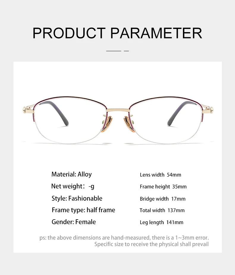 Vicky Women's Semi Rim Square Oval Alloy Reading Glasses 26017