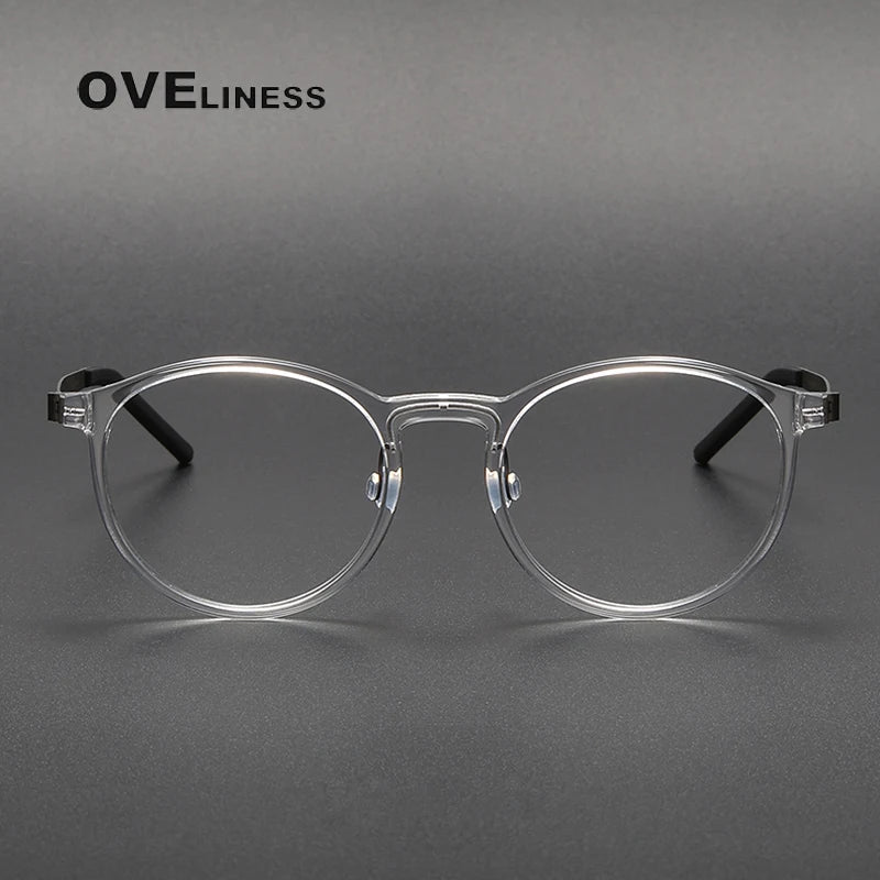Oveliness Unisex Full Rim Round Screwless Titanium Acetate Eyeglasses 1836 Full Rim Oveliness   