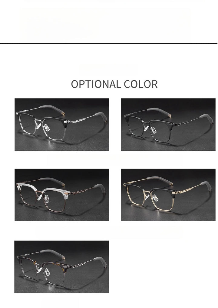 Yimaruili Men's Full Rim Square Titanium Acetate Eyeglasses Y107 Full Rim Yimaruili Eyeglasses   