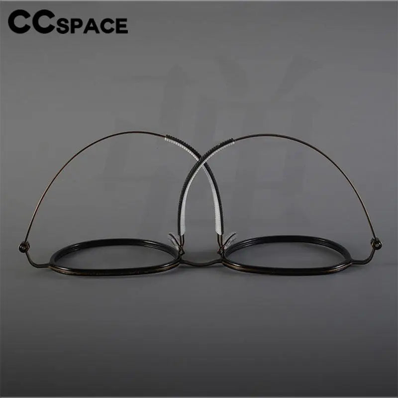 CCspace Unisex Full Rim Round Titanium Eyeglasses 57284 Full Rim CCspace   