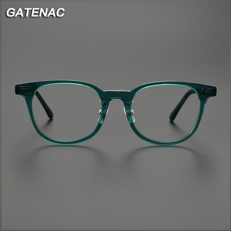Gatenac Unisex Full Rim Round Square Acetate Eyeglasses Gxyj1042 Full Rim Gatenac   