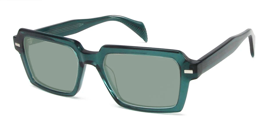 Esnbie Unisex Full Rim Polygon Rectangular Acetate Sunglasses 242031