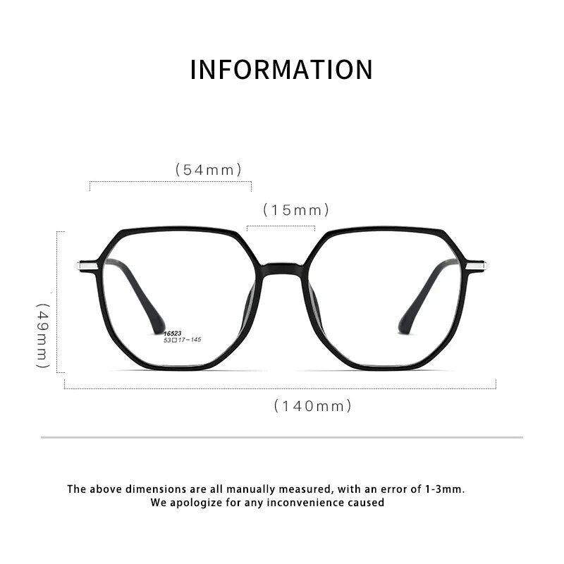 Yimaruili Unisex Full Rim Polygon Tr 90 Alloy Eyeglasses 16523b Full Rim Yimaruili Eyeglasses   