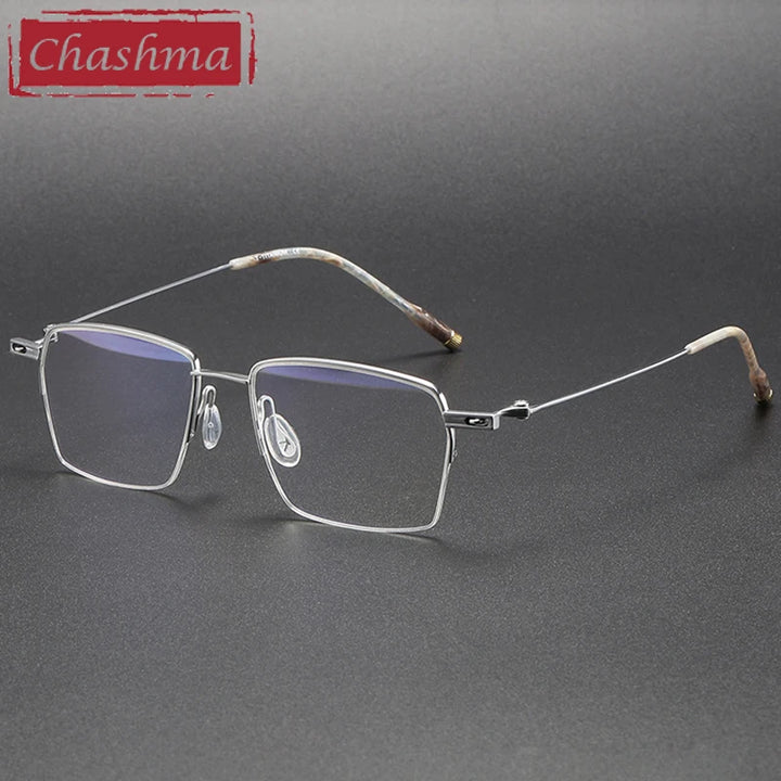 Chashma Unisex Semi Rim Square Titanium Eyeglasses 2011 Semi Rim Chashma Silver  