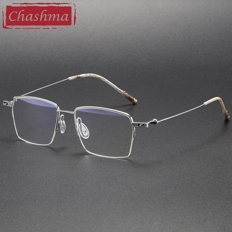 Chashma Unisex Semi Rim Square Titanium Eyeglasses 402311 Semi Rim Chashma Silver  