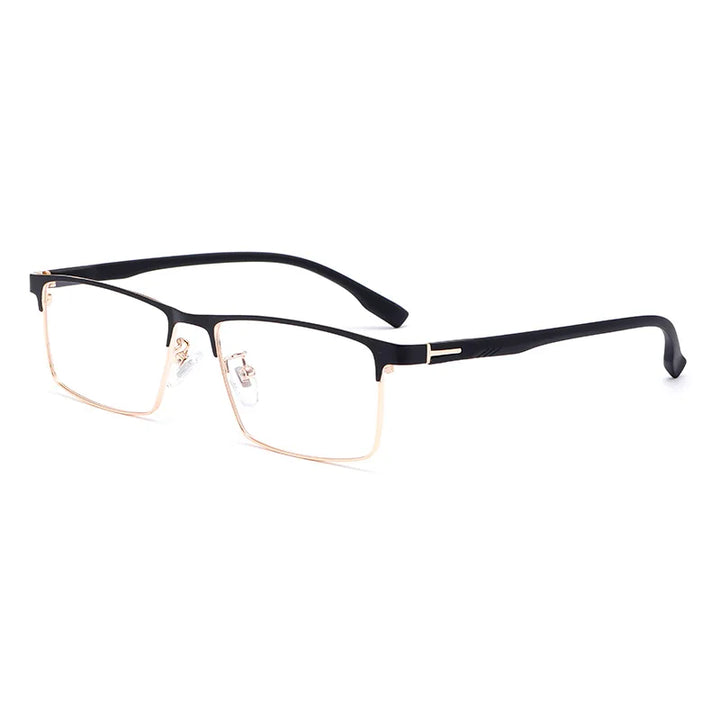 Yimaruili Men's Full Rim Square Tr 90 Alloy Eyeglasses Y9522 Full Rim Yimaruili Eyeglasses Black Gold  