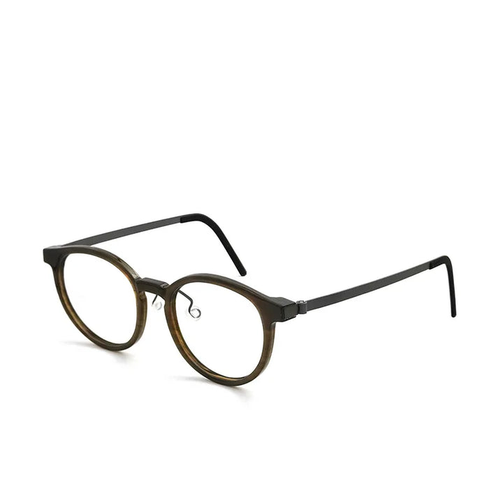 Hewei Unisex Full Rim Oval Round Acetate Titanium Eyeglasses 18451