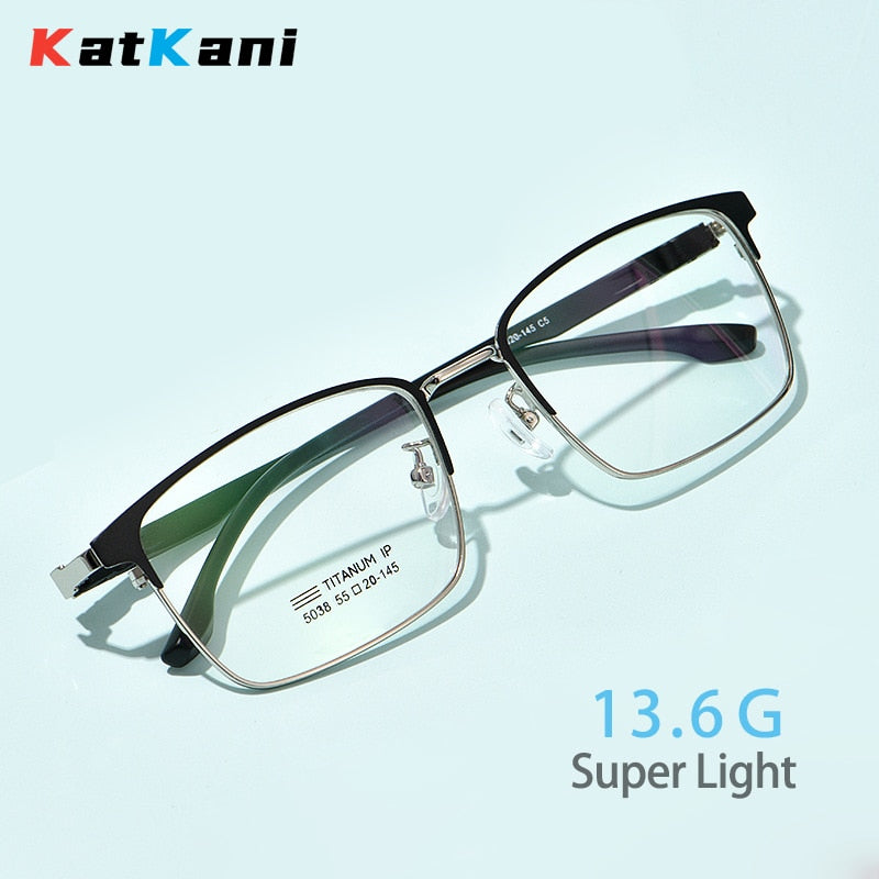 KatKani Men's Full Rim Big Square Tr 90 Titanium Alloy Eyeglasses 5038Tx Full Rim KatKani Eyeglasses   
