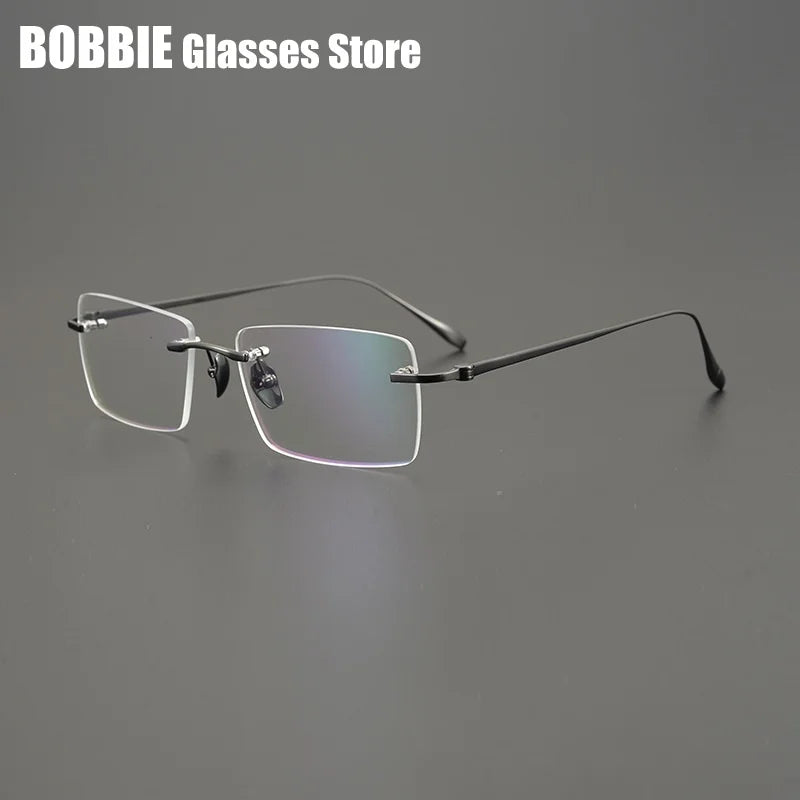 Bobbie Unisex Rimless Square Titanium Eyeglasses 561631