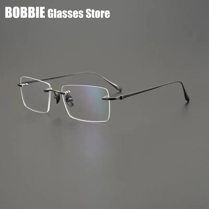Bobbie Unisex Rimless Square Titanium Eyeglasses 355618 FuzWeb