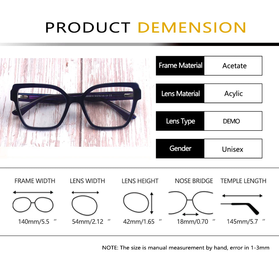 Esnbie Women's Full Rim Polygon Cat Eye Acetate Eyeglasses 49010