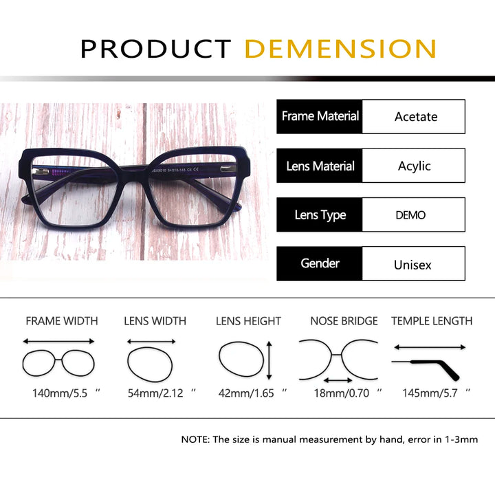 Esnbie Women's Full Rim Polygon Cat Eye Acetate Eyeglasses 49010