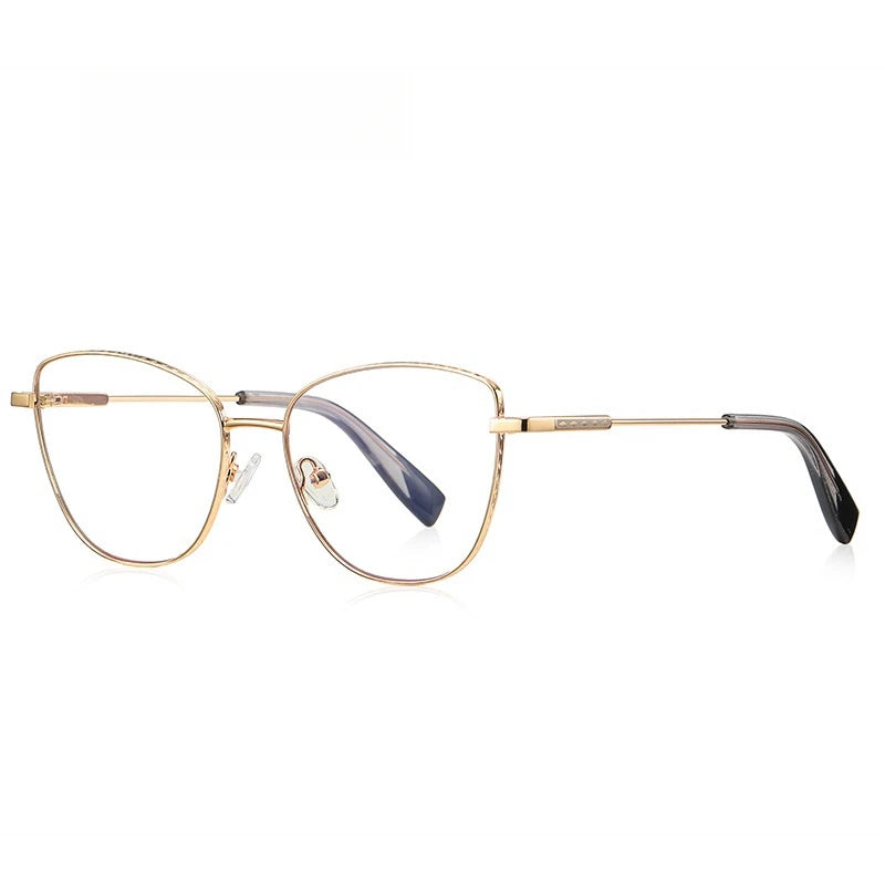 Yimaruili Women's Full Rim Square Cat Eye Alloy Eyeglasses Y3032 Full Rim Yimaruili Eyeglasses Gold C1  