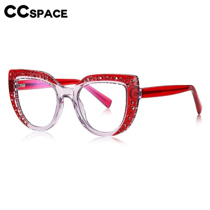 CCSpace Women's Full Rim Cat Eye Tr 90 Titanium Eyeglasses 56998 Full Rim CCspace   