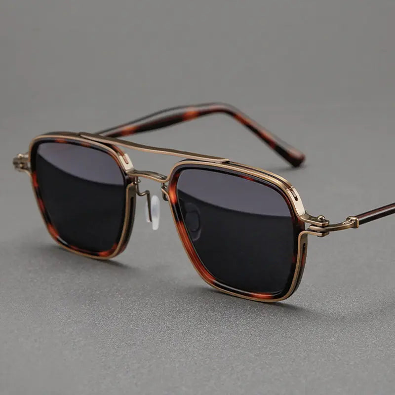 Black Mask Men Full Rim Square Titanium Polarized Sunglasses BM-5875S