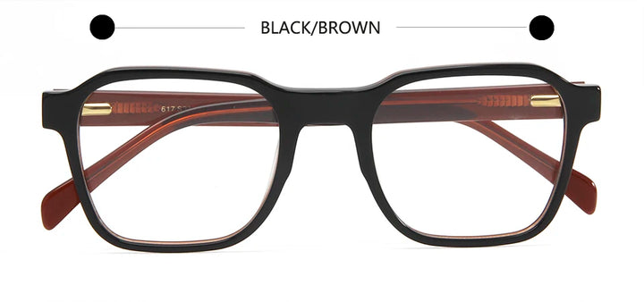 Esnbie Unisex Full Rim Square Acetate Eyeglasses 61723 Full Rim Esnbie Black Brown  