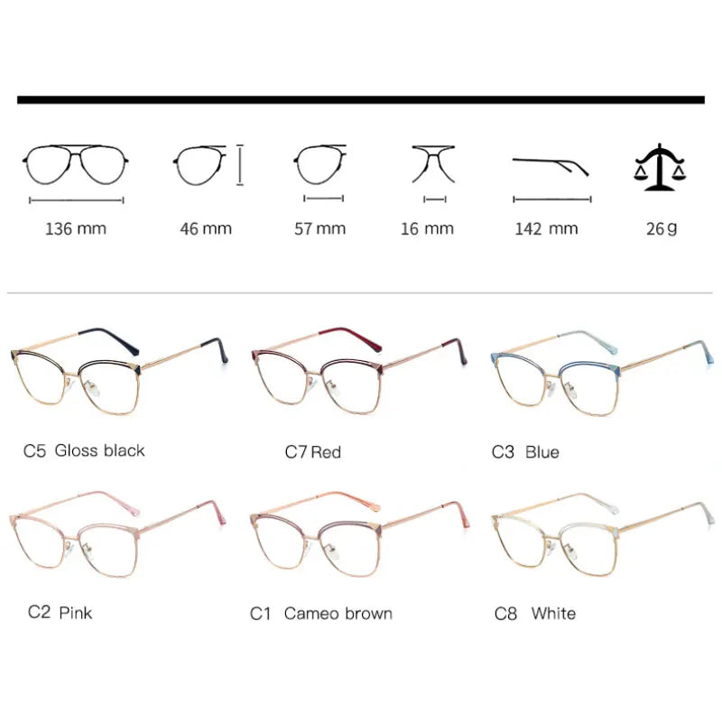 Handoer Women's Full Rim Square Cat Eye Tr 90 Alloy Eyeglasses 795780