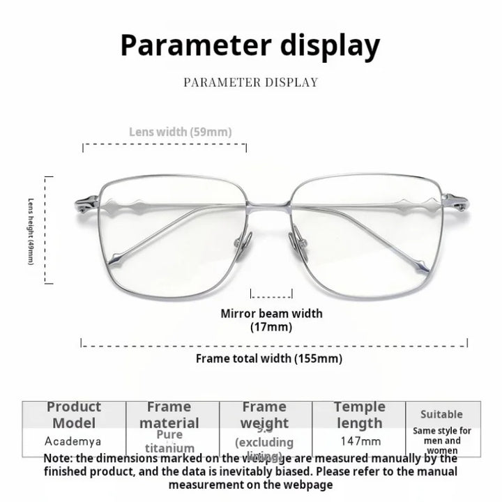Xbora Unisex Full Rim Big Square Titanium Eyeglasses 15517