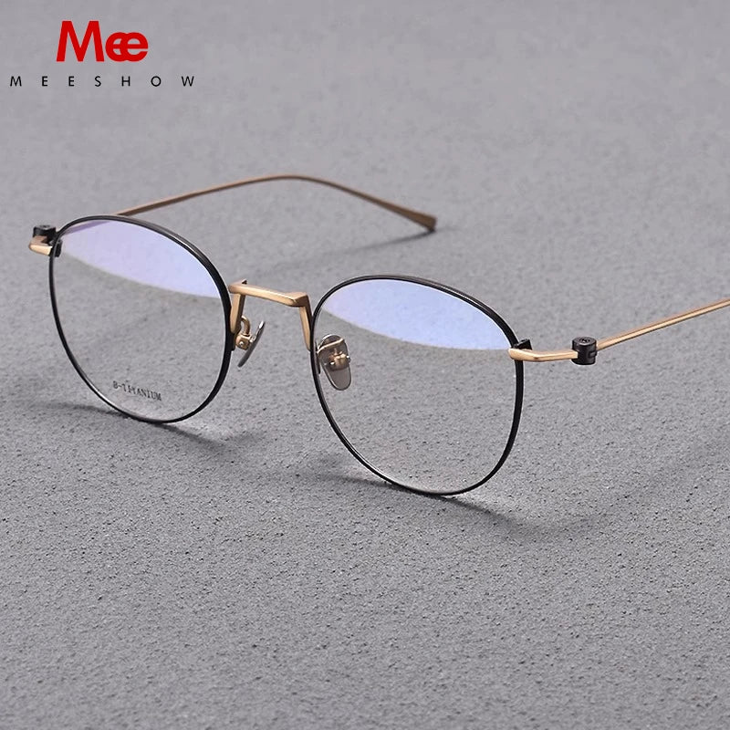 Meeshow Women's Full Rim Round Oval Titanium Eyeglasses 98871
